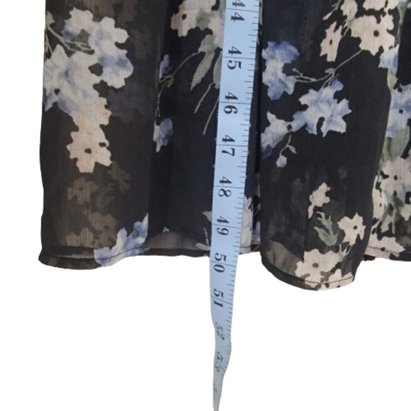 H&M Size S Ruffled Floral Chiffon Maxi Dress, Blue with Floral Pattern, NEW - Picture 13 of 16